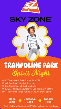 PTA Spirit Night - Sky Zone (Van Nuys) Flyer